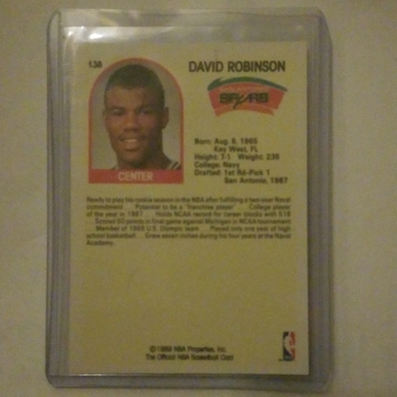 1989 nba hoops David Robinson RC - Picture 2 of 2